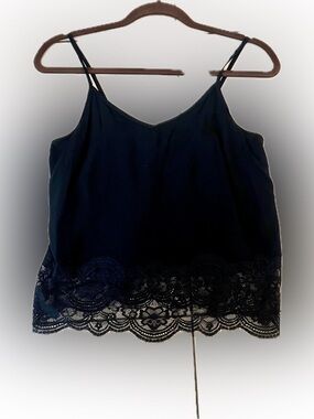 Bear Dance Black Lace-Hem Spaghetti Strap Camisole